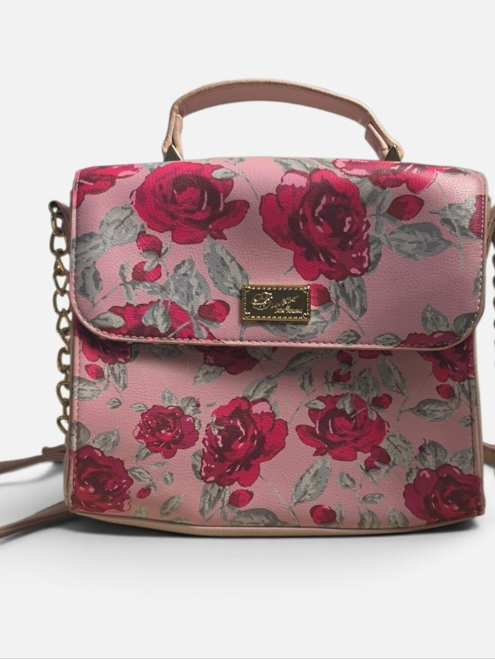 Betsey Johnson Pink Floral Crossbody Satchel